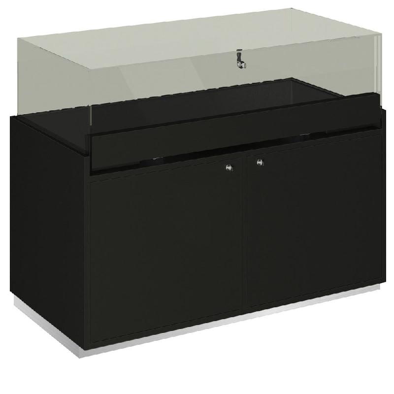 Comptoir T03 vitrine 4 Faces et MDF naturel+noir - 120x60x93cm_1