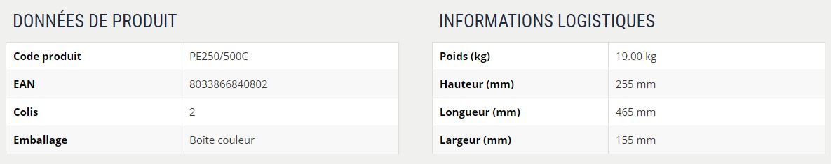 PE250/500C - Palan Ribimex - 250 à 500 kg avec poulie de mouflage et moteur électrique monophasé_1