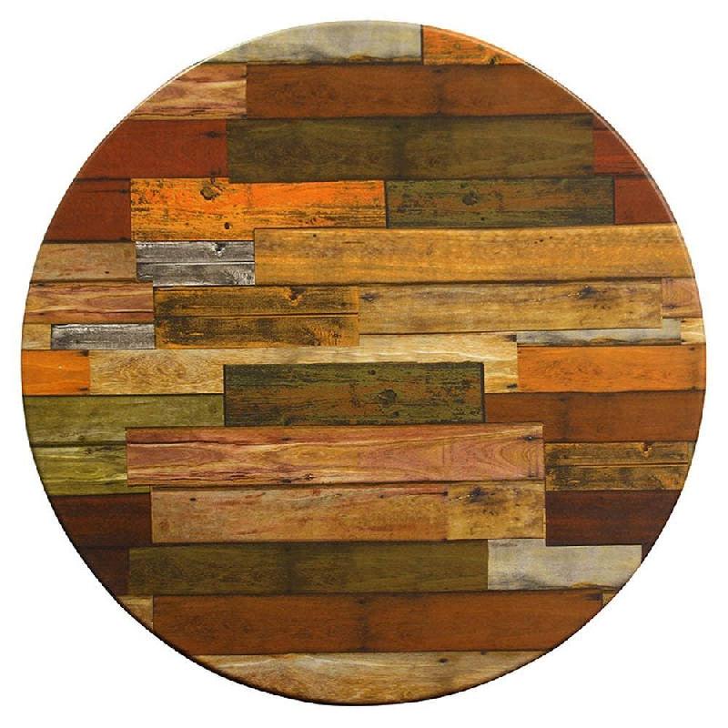 Plateau rond de table extérieur Werzalit Ø60cm décor plancha rouge_1