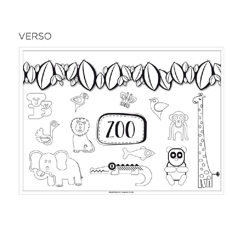 Set de table papier à colorier 100g/m2 motif Zoo 31x43cm - par 1000_1