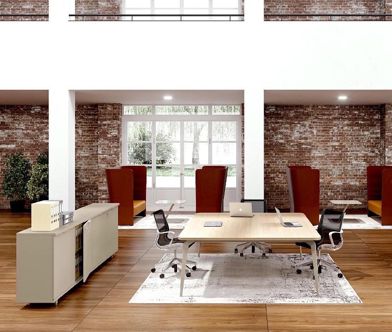 Table de réunion carrée Blade - Alea - Oui, 160, Chêne clair_1