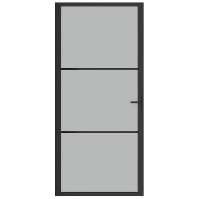 Vidaxl porte intérieure 93x201,5 cm noir verre mat et aluminium 350554_1