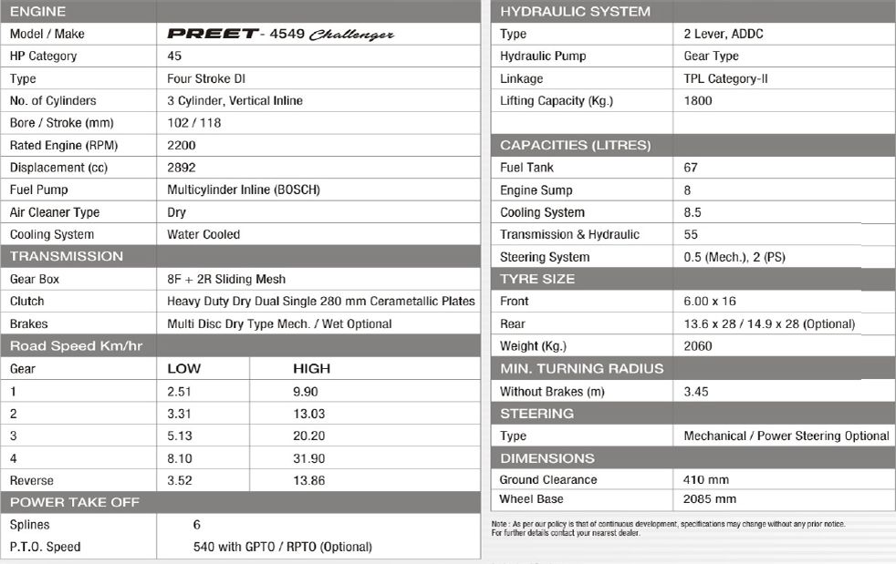 Tracteur agricole PREET 4549 - 2RM - 45 HP - Polyvalence et fonctionnalités avancées_1