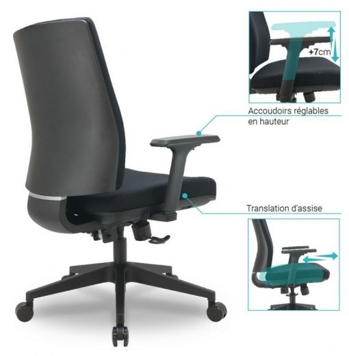 Fauteuil de travail Carine - Translation d'assise - Mécanisme synchrone - Référence 6372 FR204_1