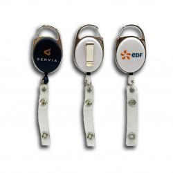 Zip ceinture ovale système mixte Attache + clip ressort - Reference : ZIPcaraoval - Carabinier élégant pour badges de proximité_1