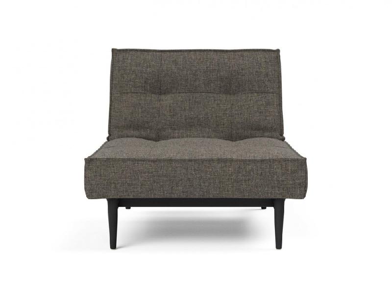Innovation Living - Fauteuil Splitback Styletto Convertible Lit 90x115 cm - Pieds Fuseau Noir - Tissu Flashtex Dark Grey_1