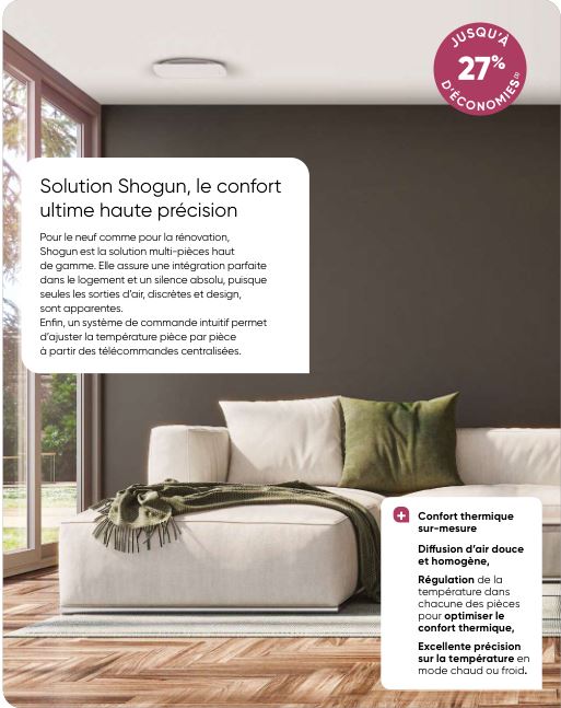 Pompe à chaleur air/air réversible gainable - Shogun - système de régulation pour chauffer et climatiser_1