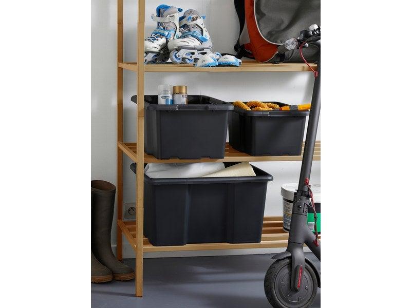 Bac de rangement empilable et superposable 45L - Noir - Dimensions compactes et légèreté_1