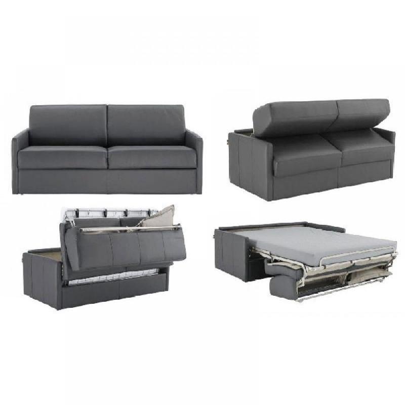 Canapé-lit convertible express Sun Elite - Polyuréthane graphite - Sommier à lattes 140x197 cm - Assises et matelas 16 cm mémoire de forme_1