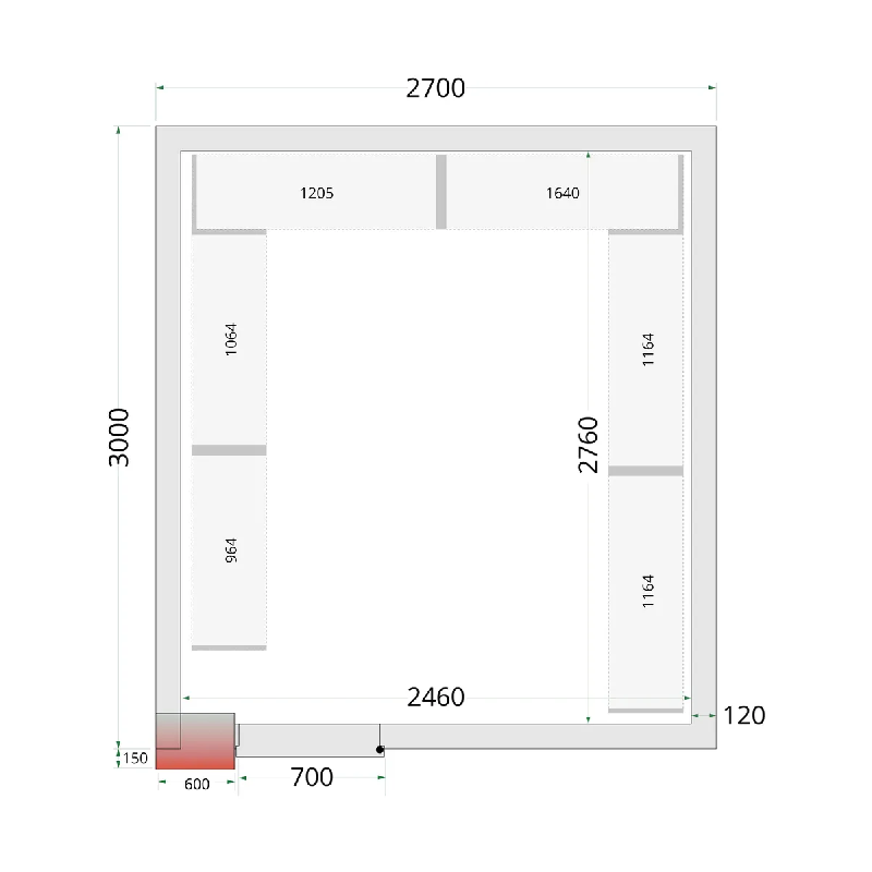 Chambre froide négative CRNF2730 Blanc 2700 x 3000 x 2200 mm TEFCOLD_1