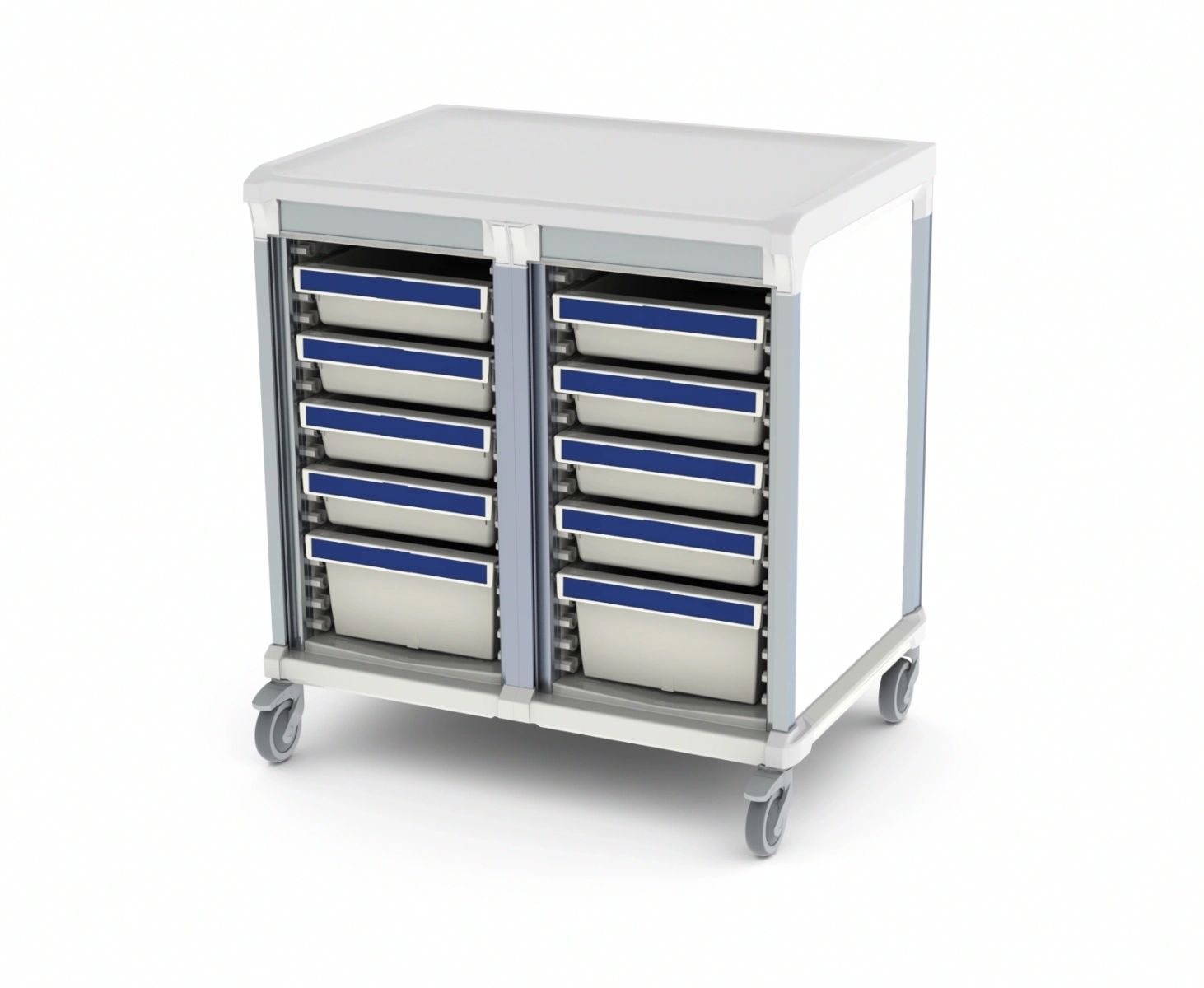Chariot de soin hospitalier Weecart - 2 colonnes, configuration modulable pour stockage et transfert de médicaments et instruments_1