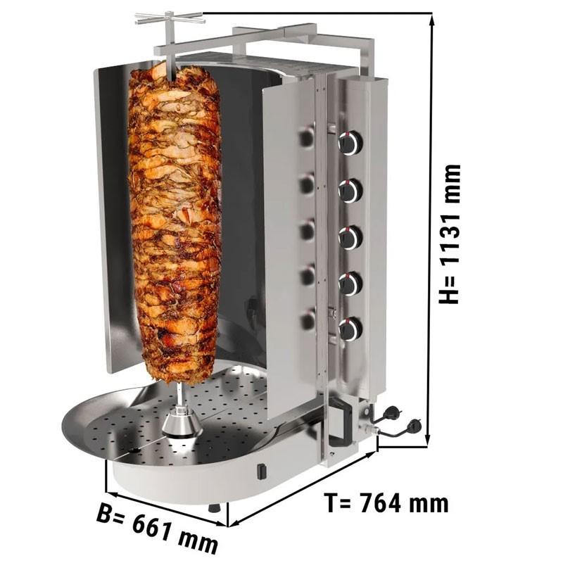 Grill Döner kebab gaz 10 brûleurs max 90 kg avec verre Robax - moteur en bas_1