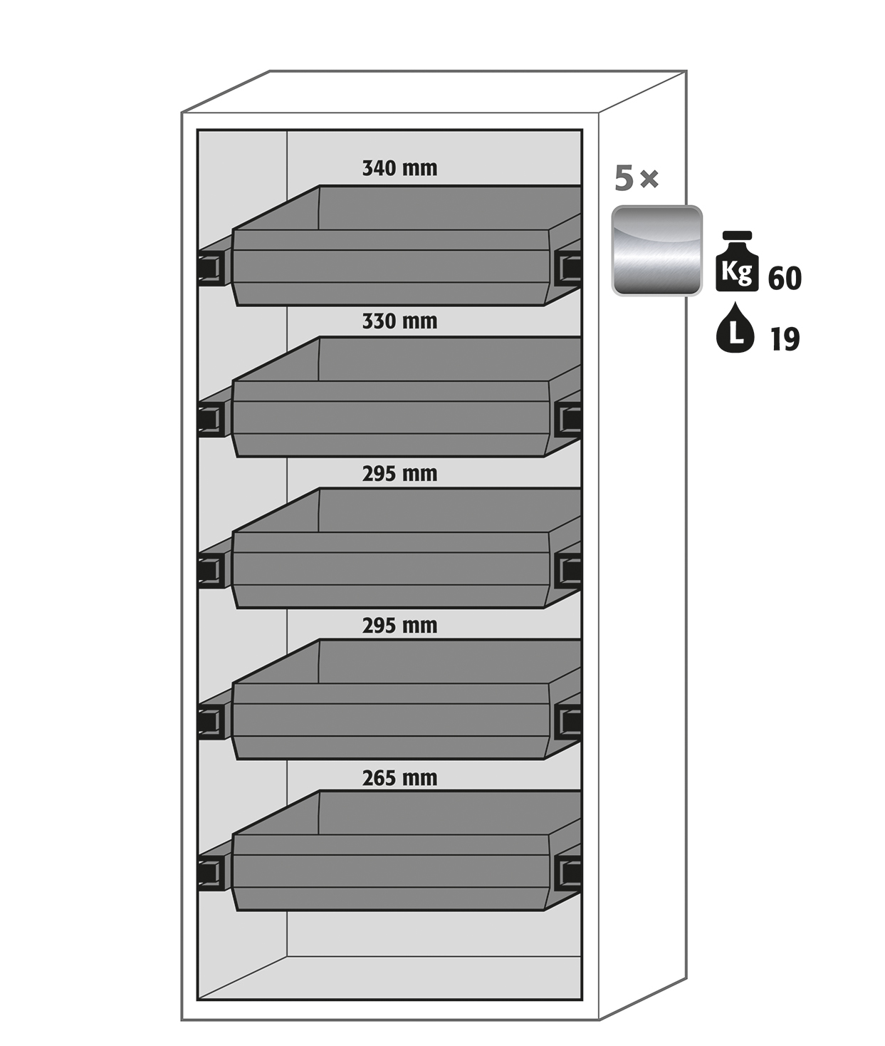Armoire de sécurité S-CLASSIC-90 modèle S90.196.090.WDAS - Réf 30205-001-33713 - Type 90 pour substances dangereuses inflammables - Certifiée NF EN 14470-1_1