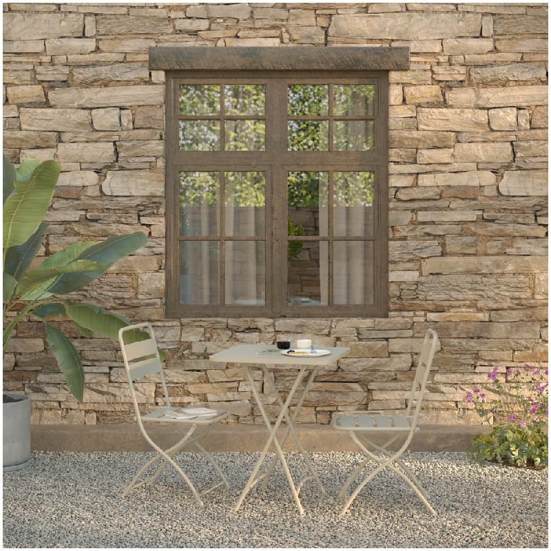Breeze - Set de bistro en métal Sable - 2 chaises et table 60x60 cm_1