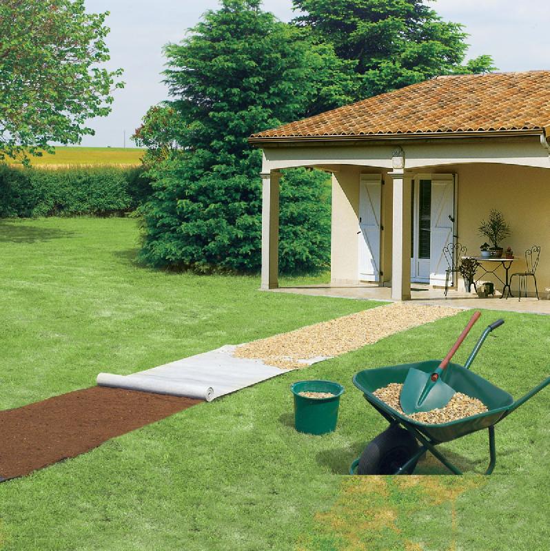 Feutre géotextile Geotex 100 pour allées et terrasses - 1 x 25 m - polyester 100g/m²_1