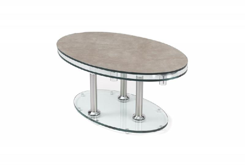Table basse double céramique Grey - plateau pivotant en verre trempé - couleur gris - design contemporain_1