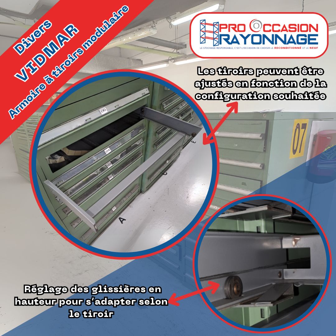 Armoire à tiroirs modulaire VIDMAR - Hauteur 1550mm, Largeur 760mm, Profondeur 750mm_1