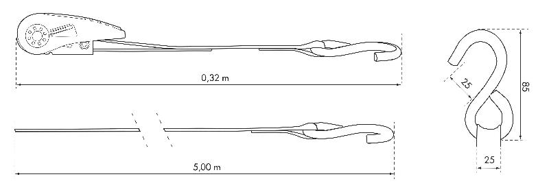 Set de 2 sangles à cliquet 27mm x 5,00m - crochets S caoutchoutés - Réf. 00290614 - Marque Thirard_1