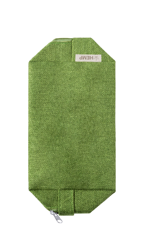 Trousse de toilette zippée - 100% chanvre - tissu 200 g/m² - couleur verte - poids 36 g_1