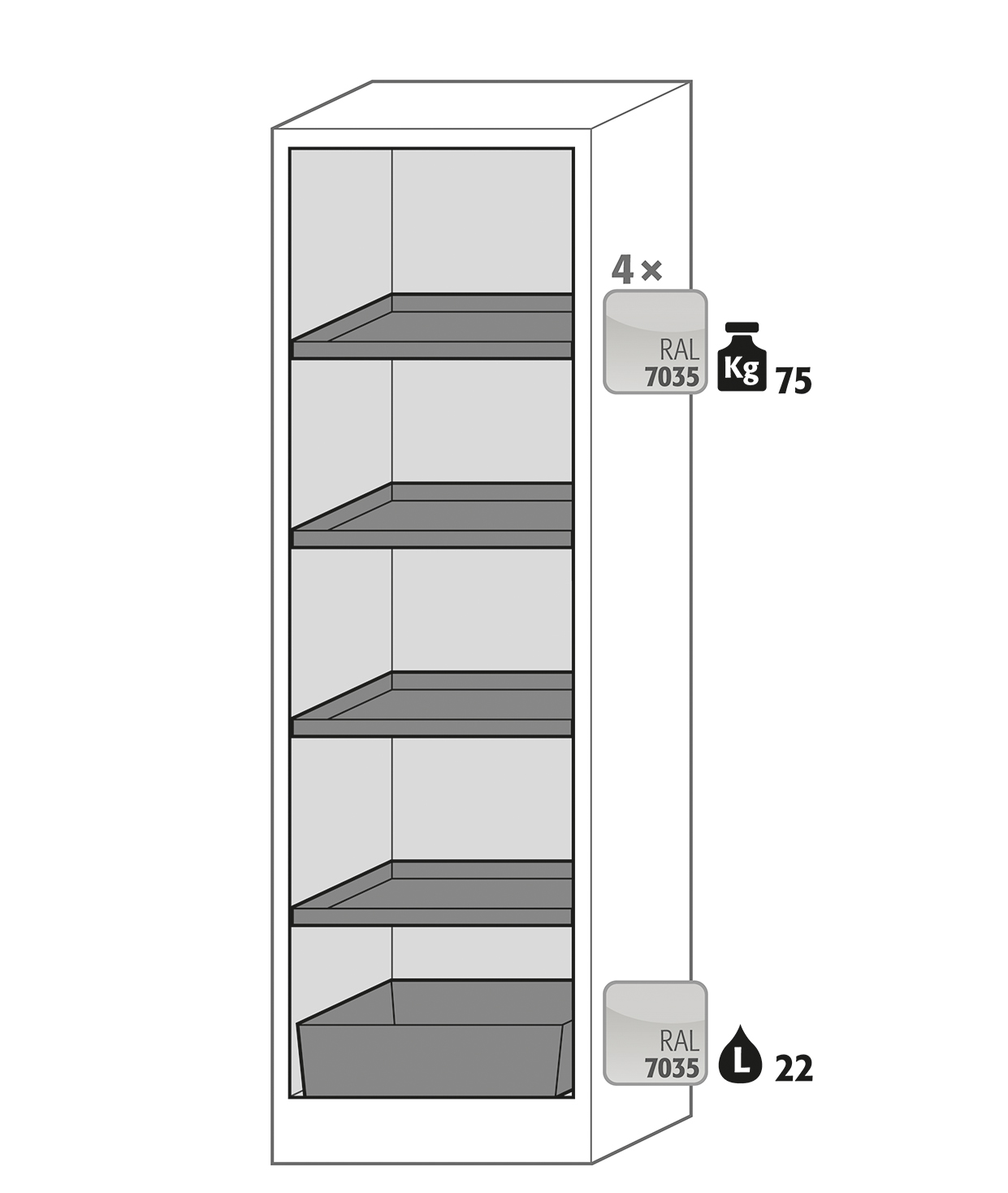 Armoire de sécurité Q-CLASSIC-90 modèle Q90.195.060.FU.WDASR - Réf 37587-040-34616 - Type 90, portes battantes, certifiée NF EN 14470-1_1