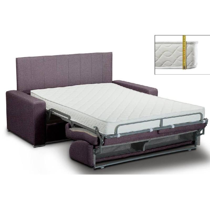 Canapé-lit 3 places convertible OPERA - Ouverture express - Matelas 16 cm - Velours violet foncé - Tête de lit intégrée_1
