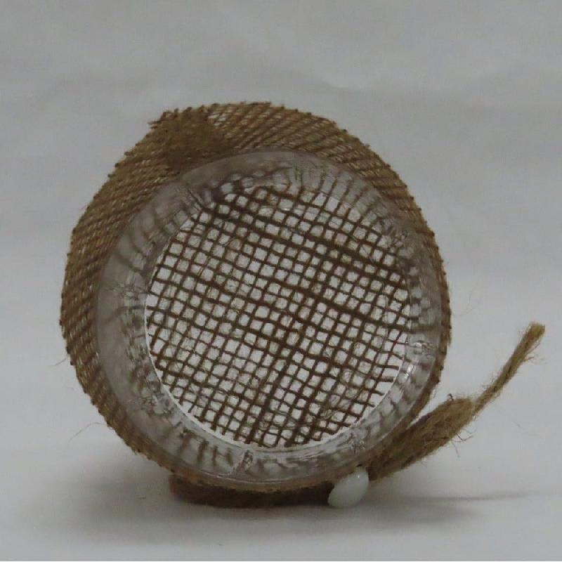 Pot en jute avec interieur PET cordelette et perle déco Ø8,5 H8 cm - par 12_1