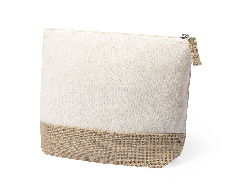 Trousse de toilette zippée en coton et jute laminé - couleur naturelle - 30g_1
