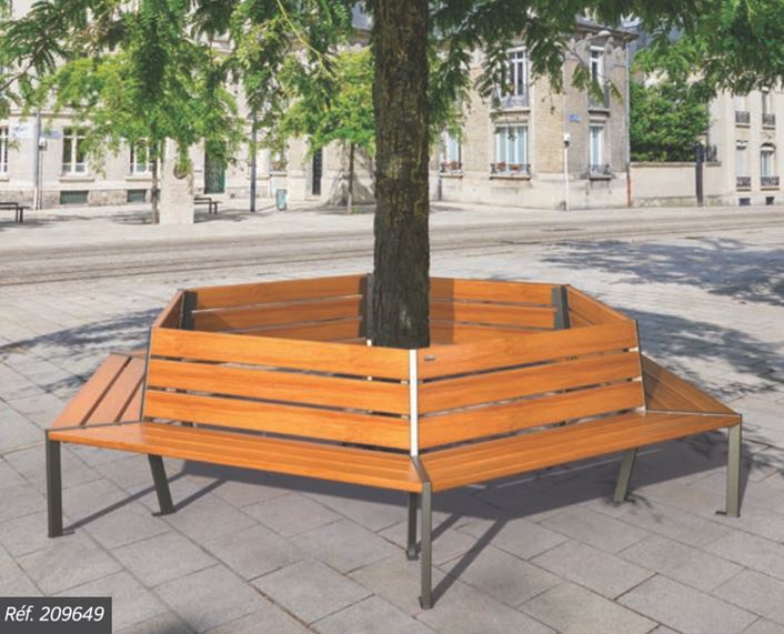 Banc tour d'arbre élégant et discret, adaptable autour d'arbres de toutes tailles - Ligne Silaos_1