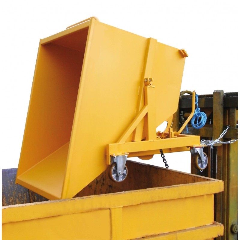 Benne autobasculante peinte sur roues en polyuréthane - déverrouillage manuel ou automatique - charge utile 1000 kg_1