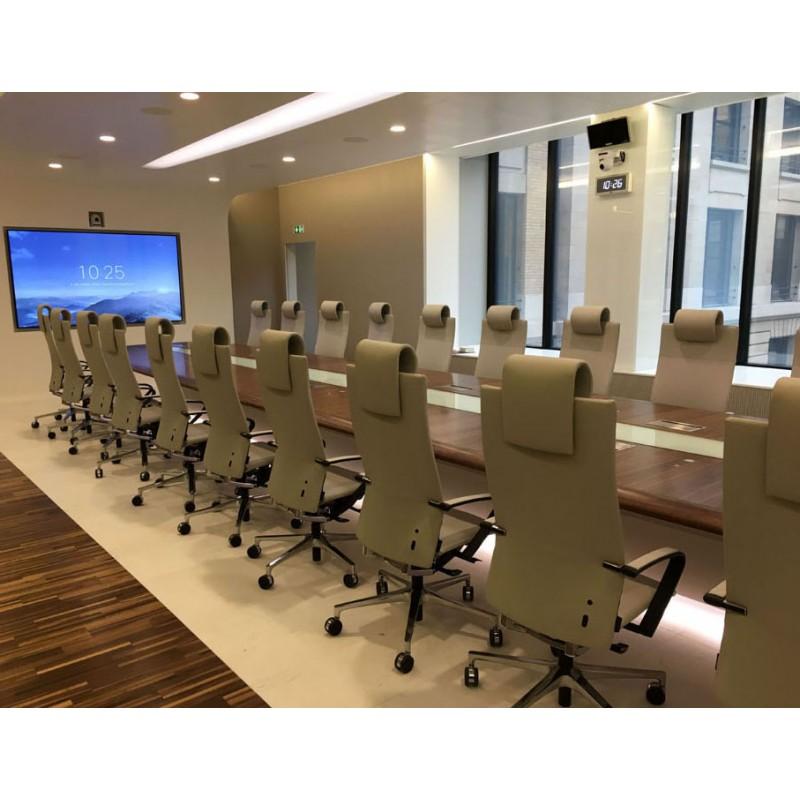 Table de conférence Eracle executive en chêne foncé avec fauteuils Klöber Ciello99 - Alea_1