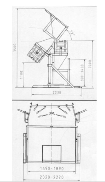 Especial - retourneur de conteneurs et poubelles triphasé 142º - Novodinámica - acier solide, profondeur 120 cm_1