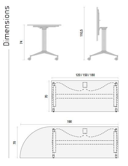 Table à plateau rabattable NET - Mobel Linea - Blanc 9010, 120, Wenge_1