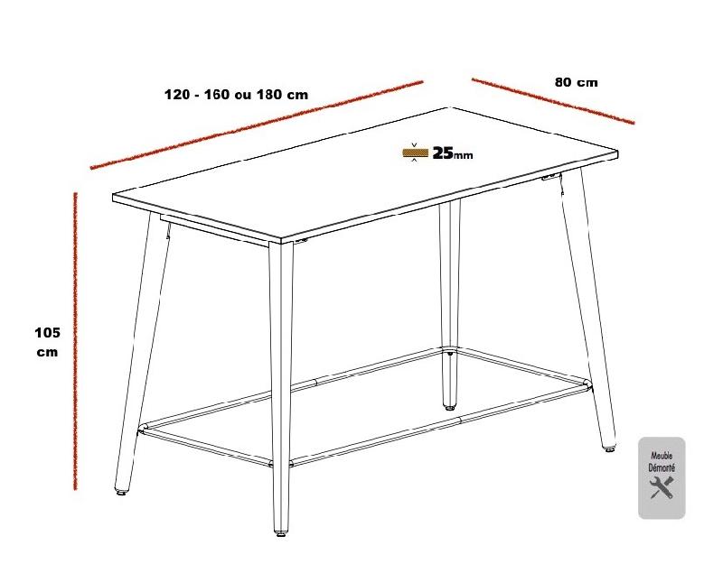 Table haute NIL avec repose pieds - Mobel Linea - 160, Chêne grisé_1