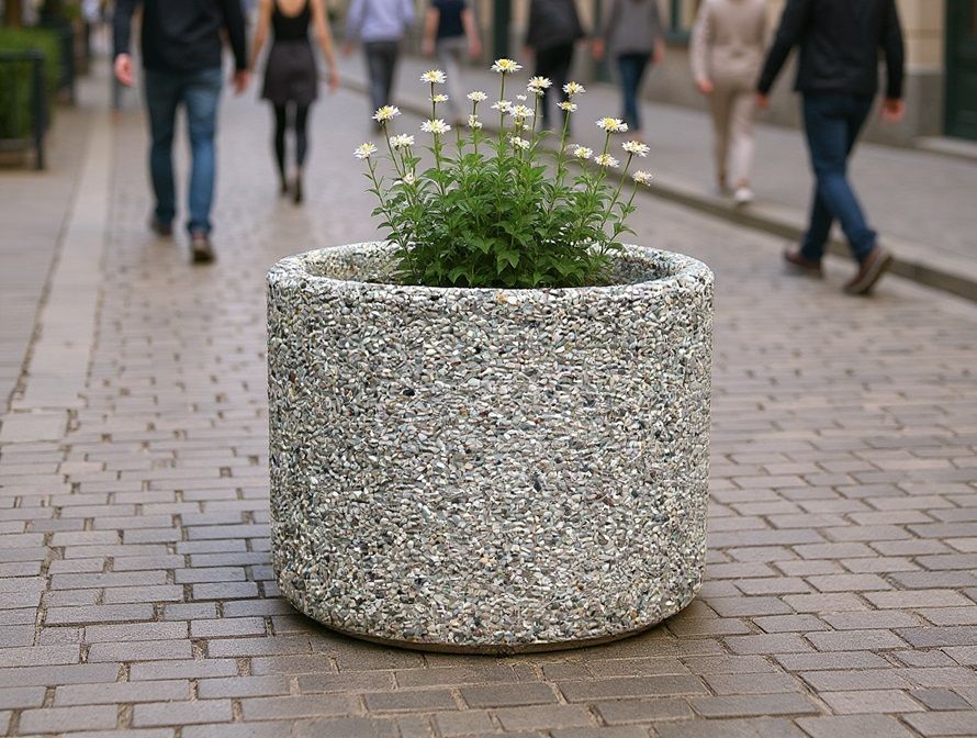 Jardinière ronde en béton - Article 230 - Diamètre et hauteur variables - Résistante aux climats marins et personnalisable_0