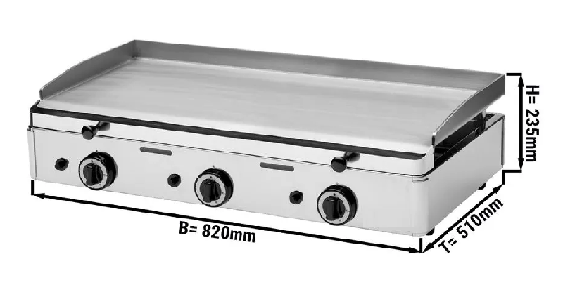 Plancha à gaz 3 feux - longueur 82cm_1