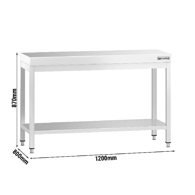 Table Inox de Travail Premium avec Dosseret et Etagère - Profondeur 800 - 1200_1