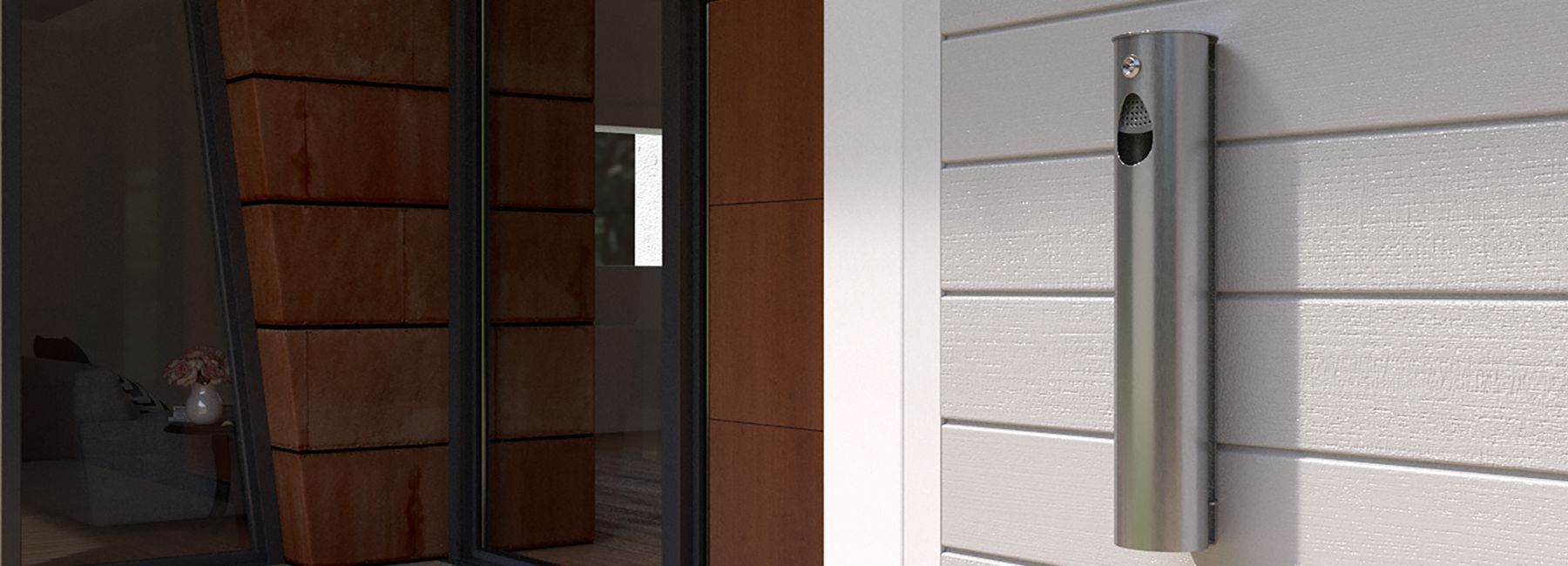 Bamboo cendrier - poubelle publique - city design - corbeilles cendrier en acier inoxydable thermolaqué_1