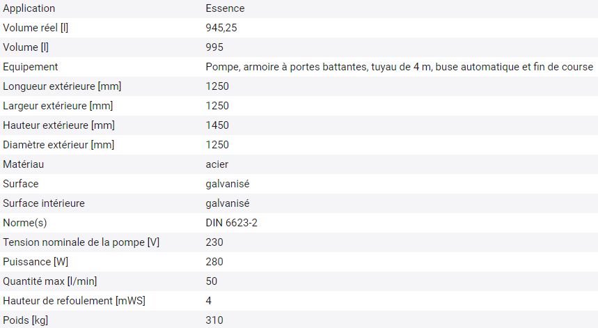 254562w - Cuve stationnaire pour carburant KA 995 - double paroi en acier galvanisé avec pompe 50L/min_1