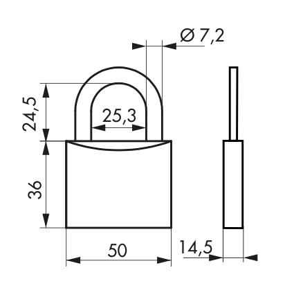 Cadenas Type 1+ 50 mm - Corps laiton monobloc - Anse acier cémenté - 2 clés laiton nickelé - Réf : 00938050 - Marque Thirard_1