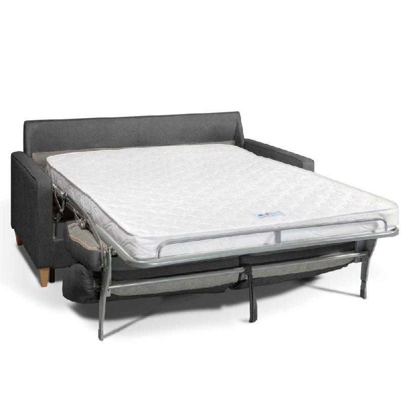 Canapé convertible express scandinave 140cm - Matelas 16 cm en microfibre gris graphite - Fabrication italienne_1