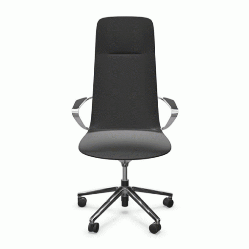 Fauteuil de bureau en cuir ALEC neuf - design harmonieux - blocable 2 positions - aluminium poli - fauteuil président_1