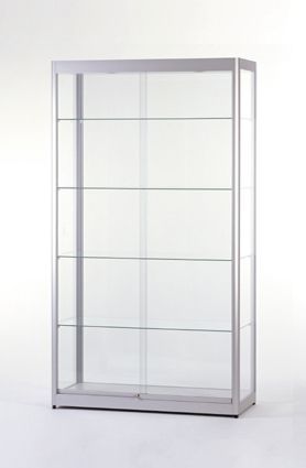 Vitrine haute argent l 120 cm avec structure aluminium et éclairage led_0