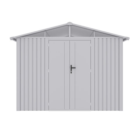 Abri de jardin en métal blanc aluminium 5.71 m² avec kit d'ancrage - RAL9006 - Réf. J-ABR279_1