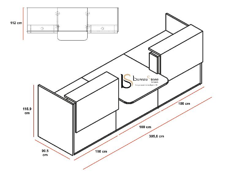 Banque d'accueil lumineuse Tera - MDD - Chêne Canadien, Blanc mat, 306_1