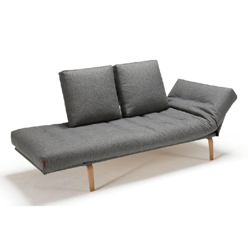 Innovation Living - Canapé convertible design Rollo Bow - Pieds chêne - Tissu Twist Charcoal - Multifonctionnel et confortable_1