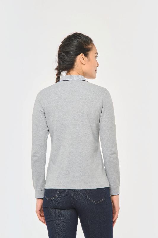 Polo maille piquée manches longues femme - Réf: K281 - Kariban - 100% coton, coupe ajustée, finitions soignées_1