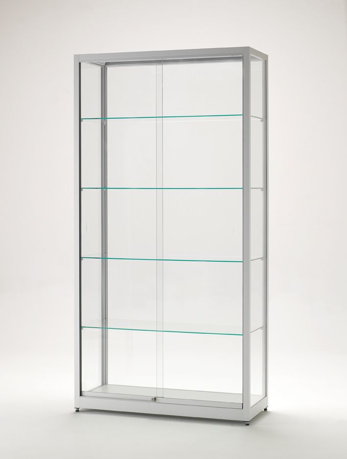 Vitrine d'exposition l 100 p 40 h 200 cm portes coulissantes et aluminium argent_0