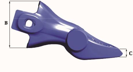 Dents de godet Turnkey TKN11 SA - Référence TKN13 SA - Poids 27,95 kg - Dimensions précises en mm_1