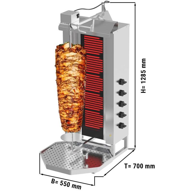 Grill Döner kebab électrique 5 brûleurs max 80 kg mobile - moteur en haut_1