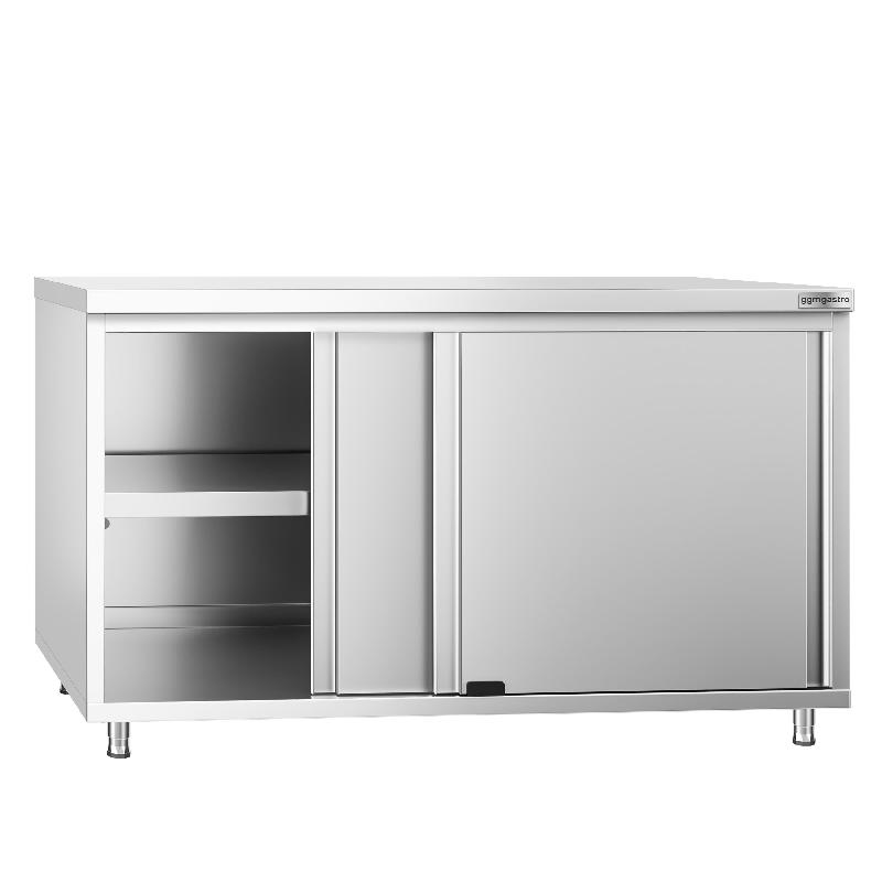 Meuble bas inox central P 600 mm avec portes - 1400_1